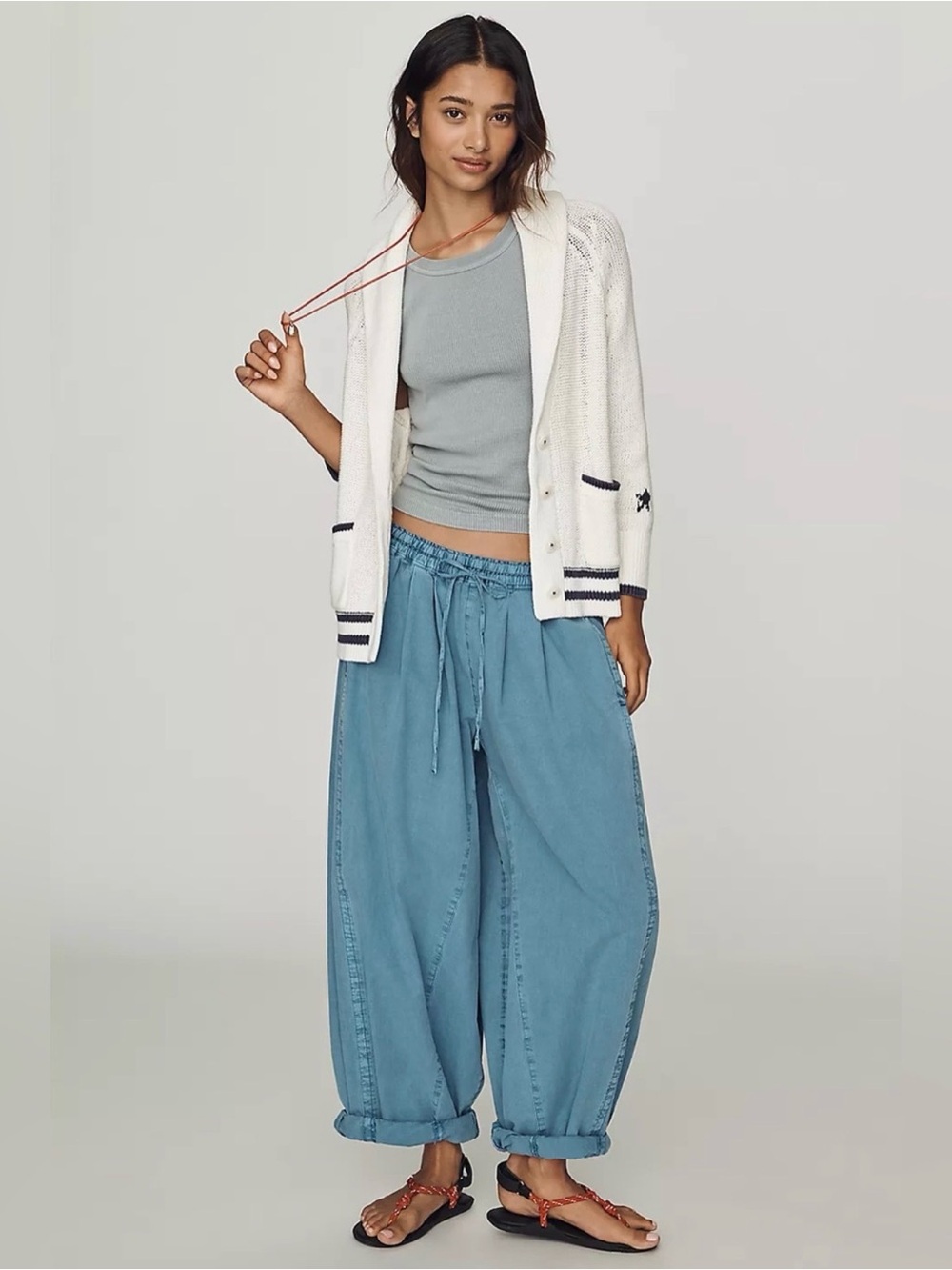 Anthropologie Maeve Lawson American Flag Shawl Collar Cardigan - White - Picture 3 of 3